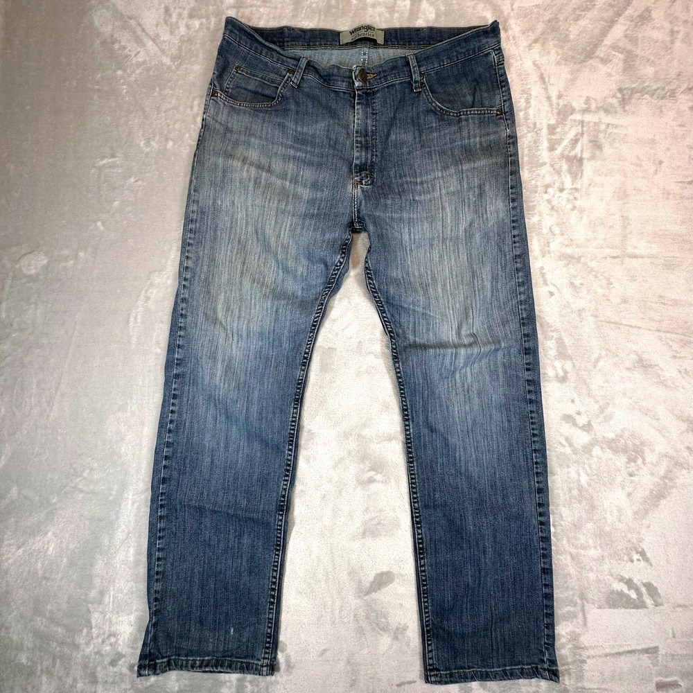 Wrangler Jeans Mens 36x32 Blue Authentics Straight Leg Stretch Denim 10ZM100TW